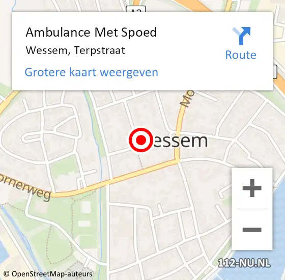 Locatie op kaart van de 112 melding: Ambulance Met Spoed Naar Wessem, Terpstraat op 7 mei 2022 08:03