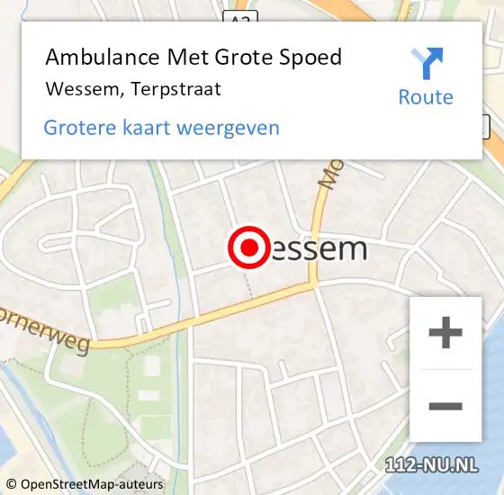Locatie op kaart van de 112 melding: Ambulance Met Grote Spoed Naar Wessem, Terpstraat op 7 mei 2022 08:03