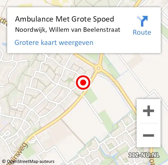 Locatie op kaart van de 112 melding: Ambulance Met Grote Spoed Naar Noordwijk, Willem van Beelenstraat op 7 mei 2022 08:11