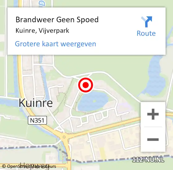 Locatie op kaart van de 112 melding: Brandweer Geen Spoed Naar Kuinre, Vijverpark op 7 mei 2022 09:48