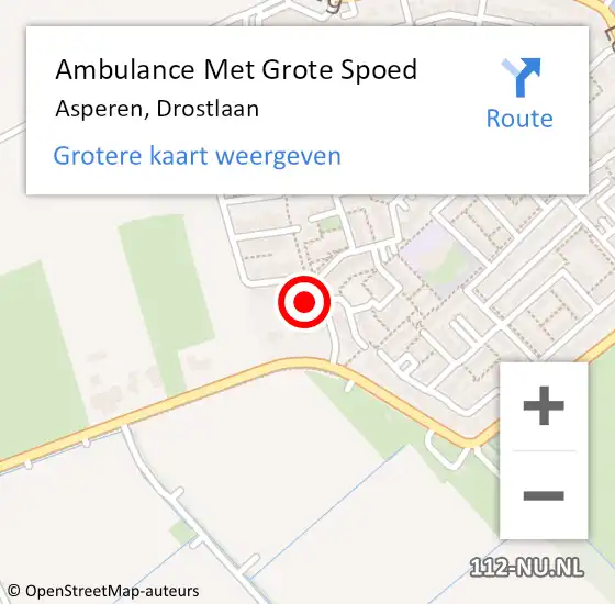 Locatie op kaart van de 112 melding: Ambulance Met Grote Spoed Naar Asperen, Drostlaan op 7 mei 2022 11:17