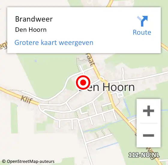 Locatie op kaart van de 112 melding: Brandweer Den Hoorn op 7 mei 2022 12:50