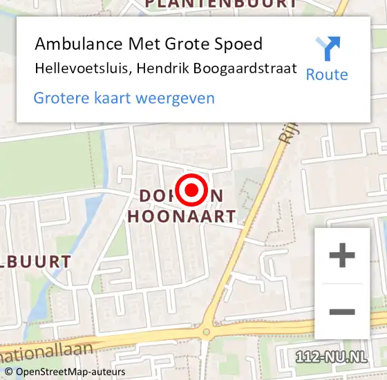 Locatie op kaart van de 112 melding: Ambulance Met Grote Spoed Naar Hellevoetsluis, Hendrik Boogaardstraat op 7 mei 2022 13:55