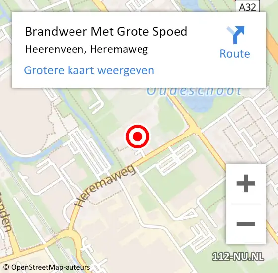 Locatie op kaart van de 112 melding: Brandweer Met Grote Spoed Naar Heerenveen, Heremaweg op 7 mei 2022 20:37