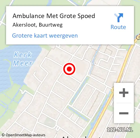 Locatie op kaart van de 112 melding: Ambulance Met Grote Spoed Naar Akersloot, Buurtweg op 7 mei 2022 22:18
