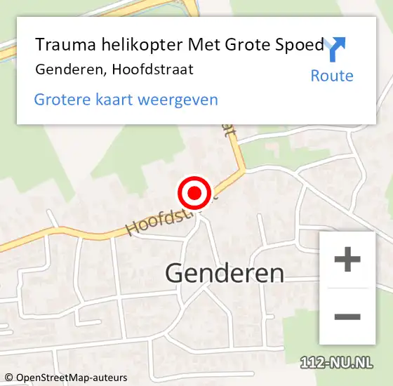 Locatie op kaart van de 112 melding: Trauma helikopter Met Grote Spoed Naar Genderen, Hoofdstraat op 7 mei 2022 22:28