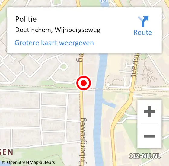 Locatie op kaart van de 112 melding: Politie Doetinchem, Wijnbergseweg op 8 mei 2022 02:55