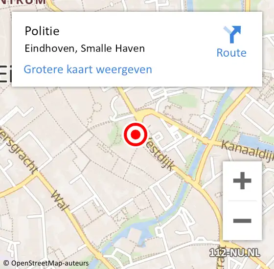 Locatie op kaart van de 112 melding: Politie Eindhoven, Smalle Haven op 8 mei 2022 03:55