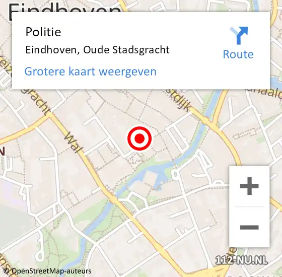 Locatie op kaart van de 112 melding: Politie Eindhoven, Oude Stadsgracht op 8 mei 2022 03:58