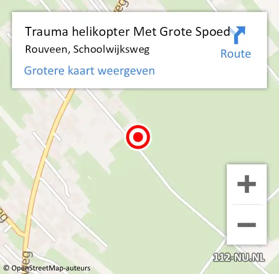 Locatie op kaart van de 112 melding: Trauma helikopter Met Grote Spoed Naar Rouveen, Schoolwijksweg op 8 mei 2022 04:39