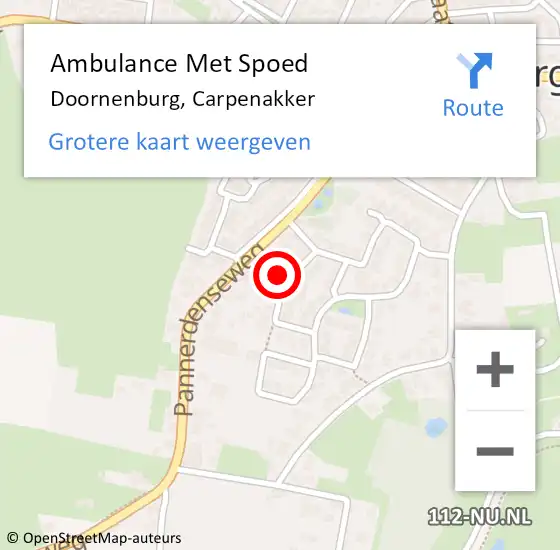 Locatie op kaart van de 112 melding: Ambulance Met Spoed Naar Doornenburg, Carpenakker op 8 mei 2022 07:07