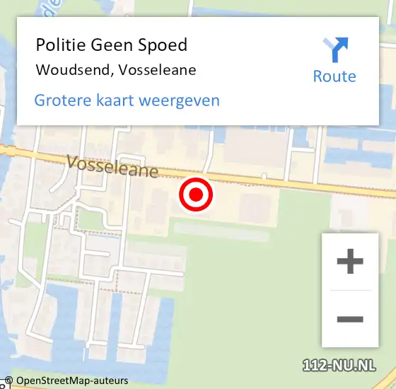 Locatie op kaart van de 112 melding: Politie Geen Spoed Naar Woudsend, Vosseleane op 8 mei 2022 10:07