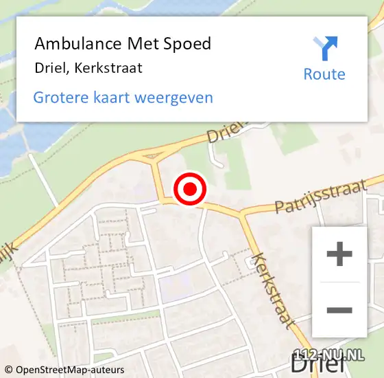 Locatie op kaart van de 112 melding: Ambulance Met Spoed Naar Driel, Kerkstraat op 8 mei 2022 10:28
