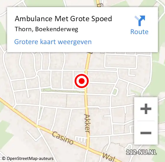 Locatie op kaart van de 112 melding: Ambulance Met Grote Spoed Naar Thorn, Boekenderweg op 8 mei 2022 13:25