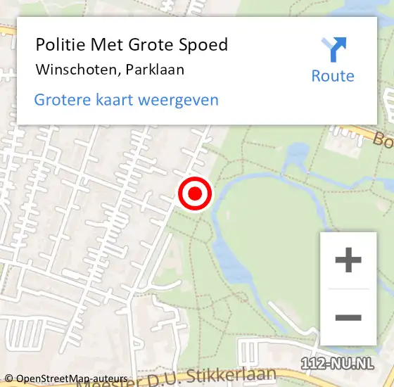 Locatie op kaart van de 112 melding: Politie Met Grote Spoed Naar Winschoten, Parklaan op 8 mei 2022 13:37