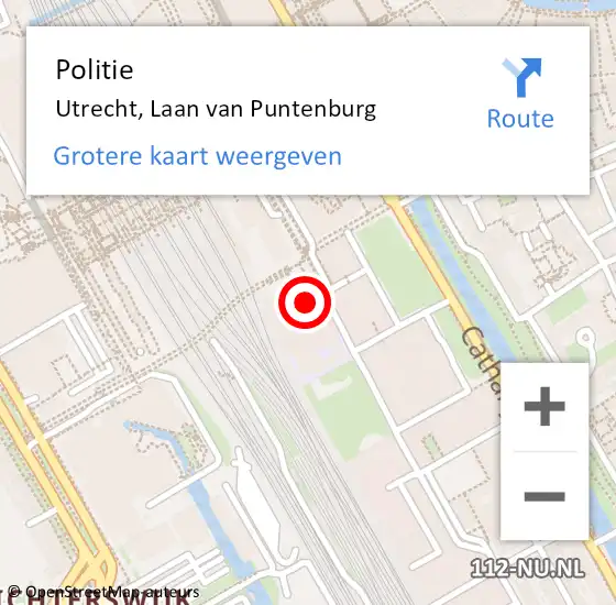 Locatie op kaart van de 112 melding: Politie Utrecht, Laan van Puntenburg op 8 mei 2022 13:54