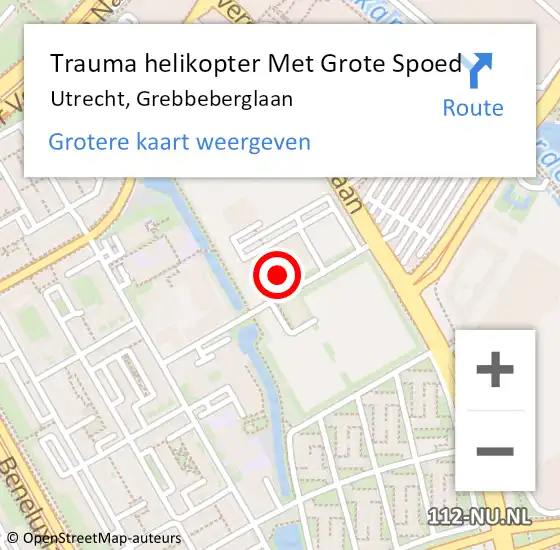 Locatie op kaart van de 112 melding: Trauma helikopter Met Grote Spoed Naar Utrecht, Grebbeberglaan op 8 mei 2022 15:26