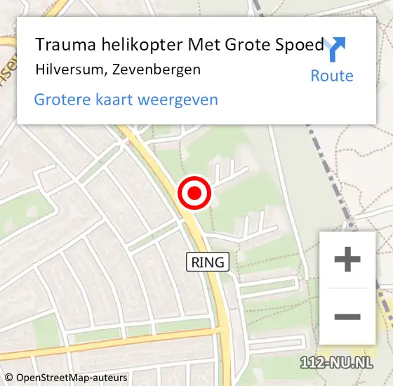 Locatie op kaart van de 112 melding: Trauma helikopter Met Grote Spoed Naar Hilversum, Zevenbergen op 8 mei 2022 15:58