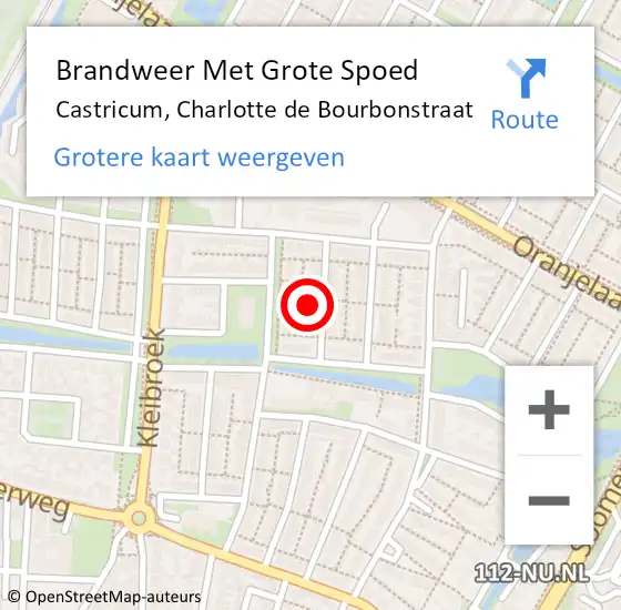 Locatie op kaart van de 112 melding: Brandweer Met Grote Spoed Naar Castricum, Charlotte de Bourbonstraat op 8 mei 2022 16:22