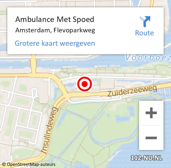 Locatie op kaart van de 112 melding: Ambulance Met Spoed Naar Amsterdam, Flevoparkweg op 8 mei 2022 17:06