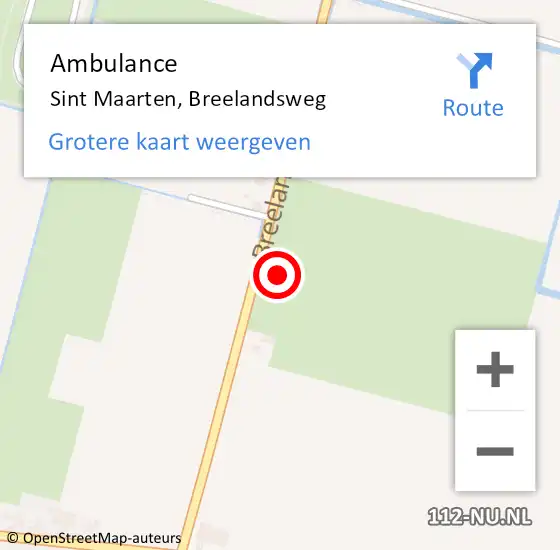 Locatie op kaart van de 112 melding: Ambulance Sint Maarten, Breelandsweg op 8 mei 2022 18:29