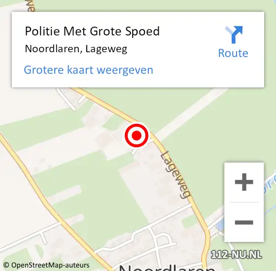 Locatie op kaart van de 112 melding: Politie Met Grote Spoed Naar Noordlaren, Lageweg op 9 mei 2022 01:42