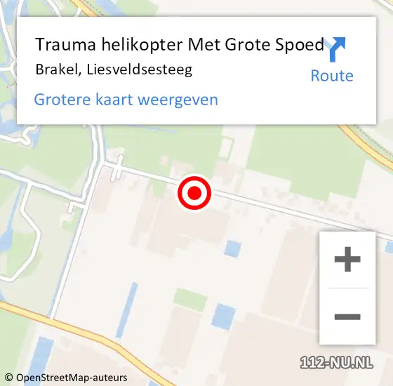 Locatie op kaart van de 112 melding: Trauma helikopter Met Grote Spoed Naar Brakel, Liesveldsesteeg op 9 mei 2022 04:01