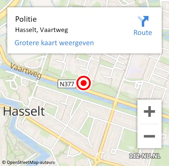 Locatie op kaart van de 112 melding: Politie Hasselt, Vaartweg op 9 mei 2022 07:12