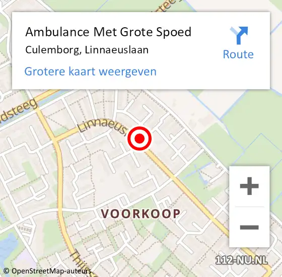 Locatie op kaart van de 112 melding: Ambulance Met Grote Spoed Naar Culemborg, Linnaeuslaan op 9 mei 2022 08:30