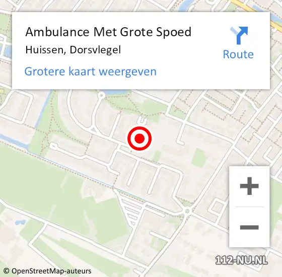 Locatie op kaart van de 112 melding: Ambulance Met Grote Spoed Naar Huissen, Dorsvlegel op 9 mei 2022 09:41