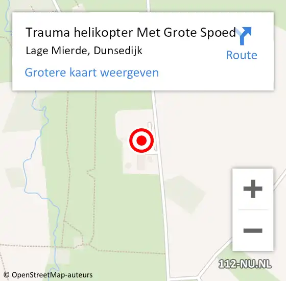 Locatie op kaart van de 112 melding: Trauma helikopter Met Grote Spoed Naar Lage Mierde, Dunsedijk op 9 mei 2022 13:04