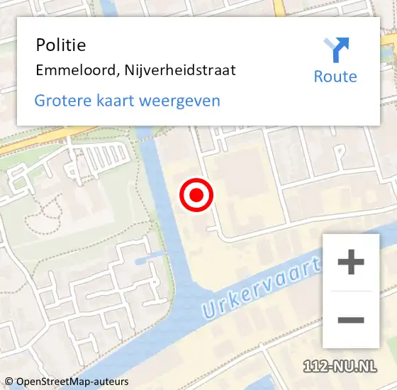 Locatie op kaart van de 112 melding: Politie Emmeloord, Nijverheidstraat op 9 mei 2022 14:27