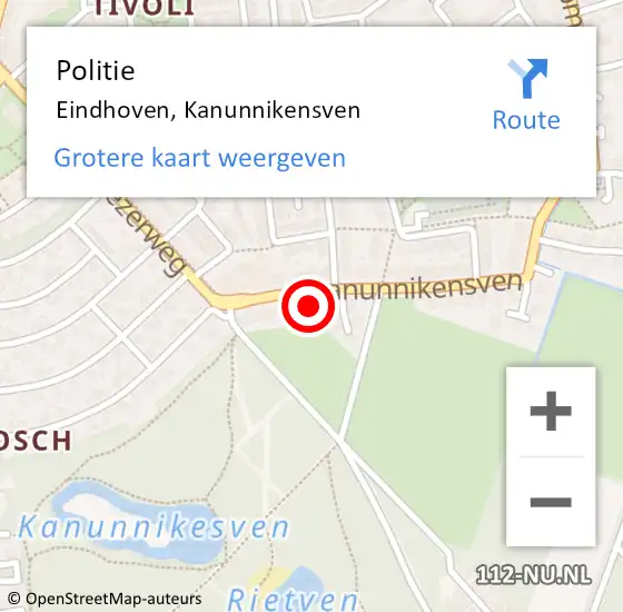 Locatie op kaart van de 112 melding: Politie Eindhoven, Kanunnikensven op 9 mei 2022 15:17