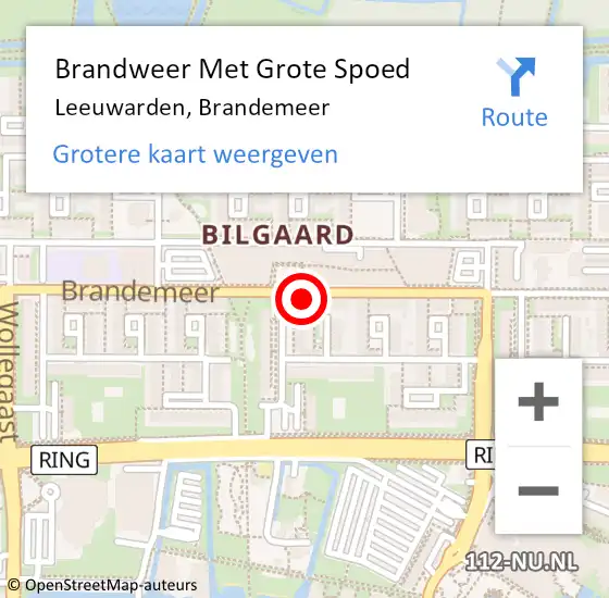 Locatie op kaart van de 112 melding: Brandweer Met Grote Spoed Naar Leeuwarden, Brandemeer op 9 mei 2022 15:26