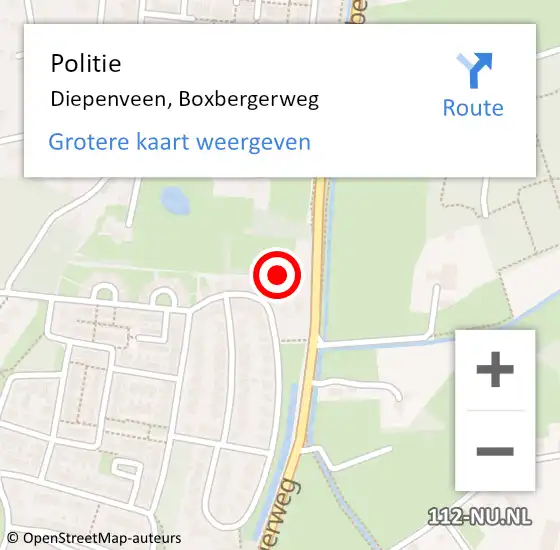 Locatie op kaart van de 112 melding: Politie Diepenveen, Boxbergerweg op 9 mei 2022 16:18