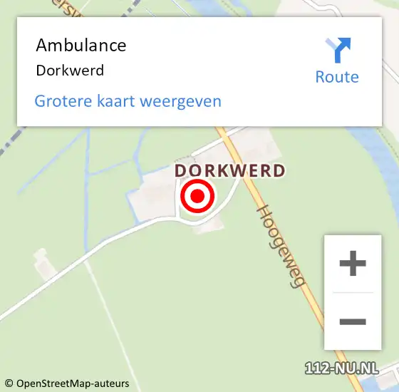Locatie op kaart van de 112 melding: Ambulance Dorkwerd op 9 mei 2022 16:41