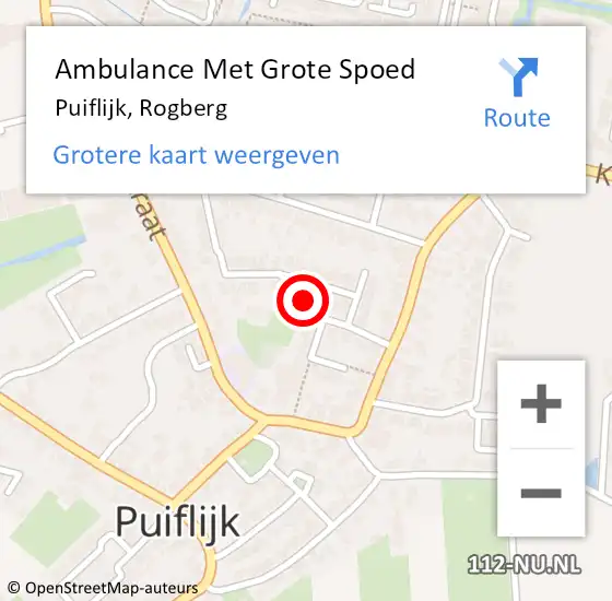 Locatie op kaart van de 112 melding: Ambulance Met Grote Spoed Naar Puiflijk, Rogberg op 9 mei 2022 17:15