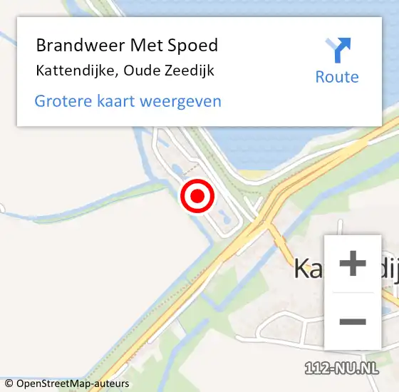 Locatie op kaart van de 112 melding: Brandweer Met Spoed Naar Kattendijke, Oude Zeedijk op 9 mei 2022 17:40