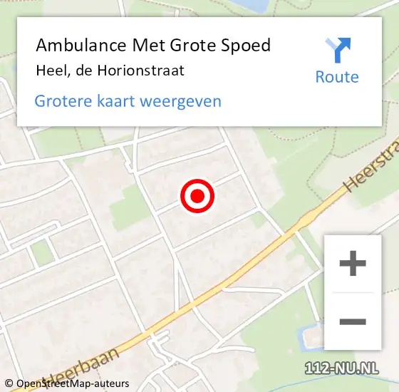 Locatie op kaart van de 112 melding: Ambulance Met Grote Spoed Naar Heel, de Horionstraat op 9 mei 2022 17:44