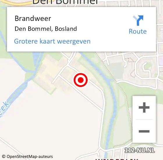 Locatie op kaart van de 112 melding: Brandweer Den Bommel, Bosland op 9 mei 2022 19:54