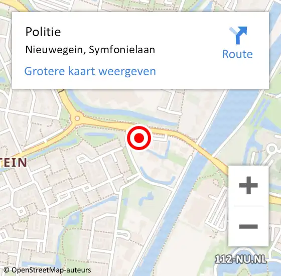 Locatie op kaart van de 112 melding: Politie Nieuwegein, Symfonielaan op 9 mei 2022 20:01
