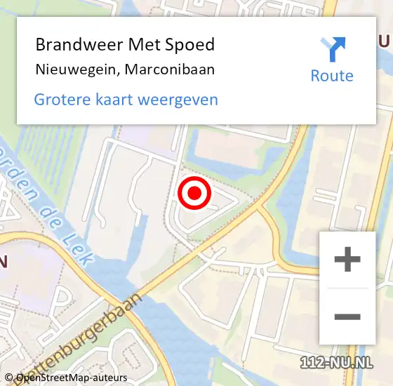 Locatie op kaart van de 112 melding: Brandweer Met Spoed Naar Nieuwegein, Marconibaan op 9 mei 2022 21:18