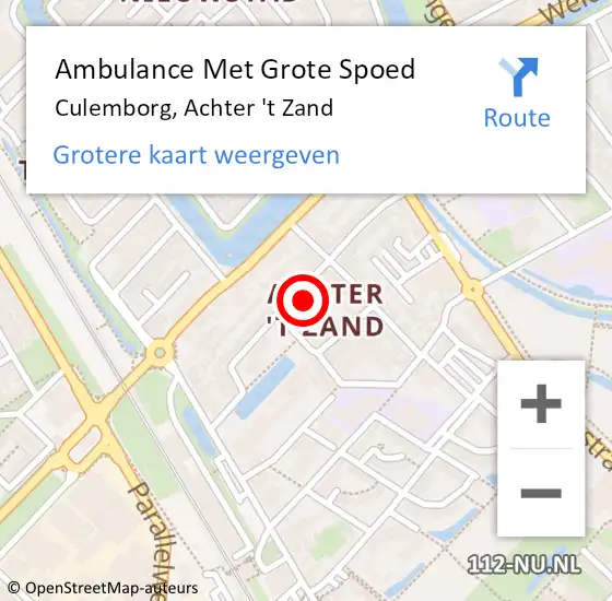 Locatie op kaart van de 112 melding: Ambulance Met Grote Spoed Naar Culemborg, Achter 't Zand op 9 mei 2022 22:23