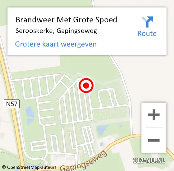 Locatie op kaart van de 112 melding: Brandweer Met Grote Spoed Naar Serooskerke, Gapingseweg op 10 mei 2022 00:35