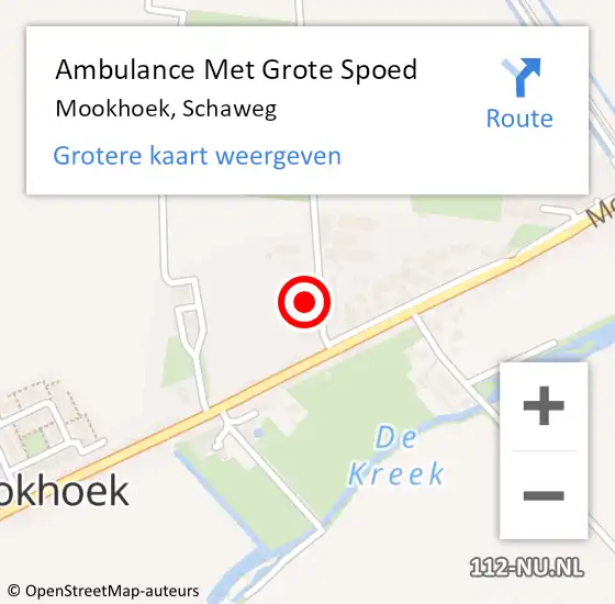 Locatie op kaart van de 112 melding: Ambulance Met Grote Spoed Naar Mookhoek, Schaweg op 10 mei 2022 03:30