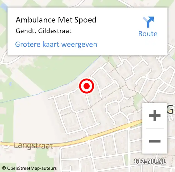 Locatie op kaart van de 112 melding: Ambulance Met Spoed Naar Gendt, Gildestraat op 10 mei 2022 03:52