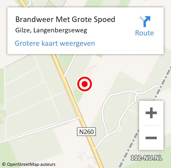 Locatie op kaart van de 112 melding: Brandweer Met Grote Spoed Naar Gilze, Langenbergseweg op 10 mei 2022 05:23