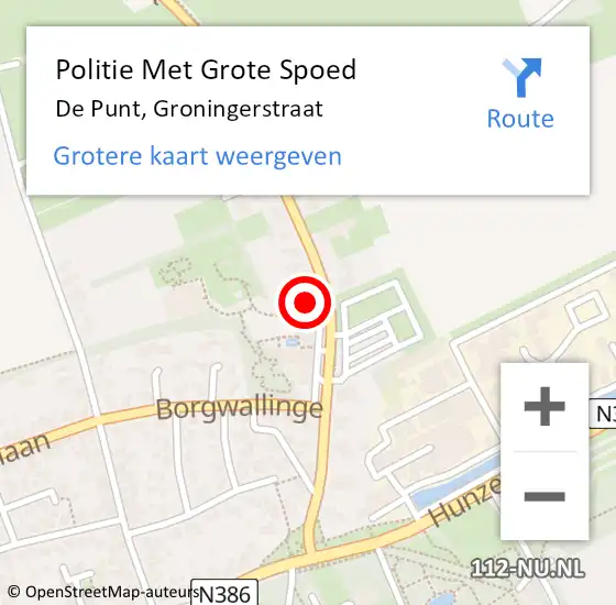 Locatie op kaart van de 112 melding: Politie Met Grote Spoed Naar De Punt, Groningerstraat op 10 mei 2022 08:24