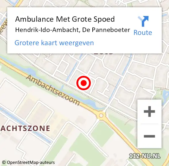 Locatie op kaart van de 112 melding: Ambulance Met Grote Spoed Naar Hendrik-Ido-Ambacht, De Panneboeter op 10 mei 2022 08:27