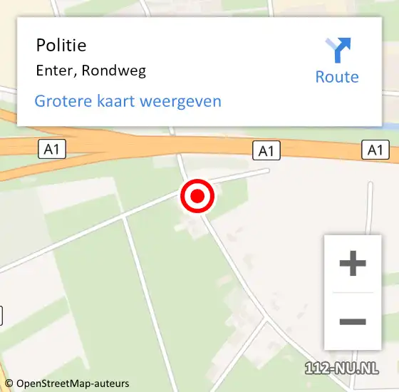 Locatie op kaart van de 112 melding: Politie Enter, Rondweg op 10 mei 2022 13:06